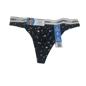 Jockey Women's Size Medium Panty Thong Essentials Celestial Black New With Tags